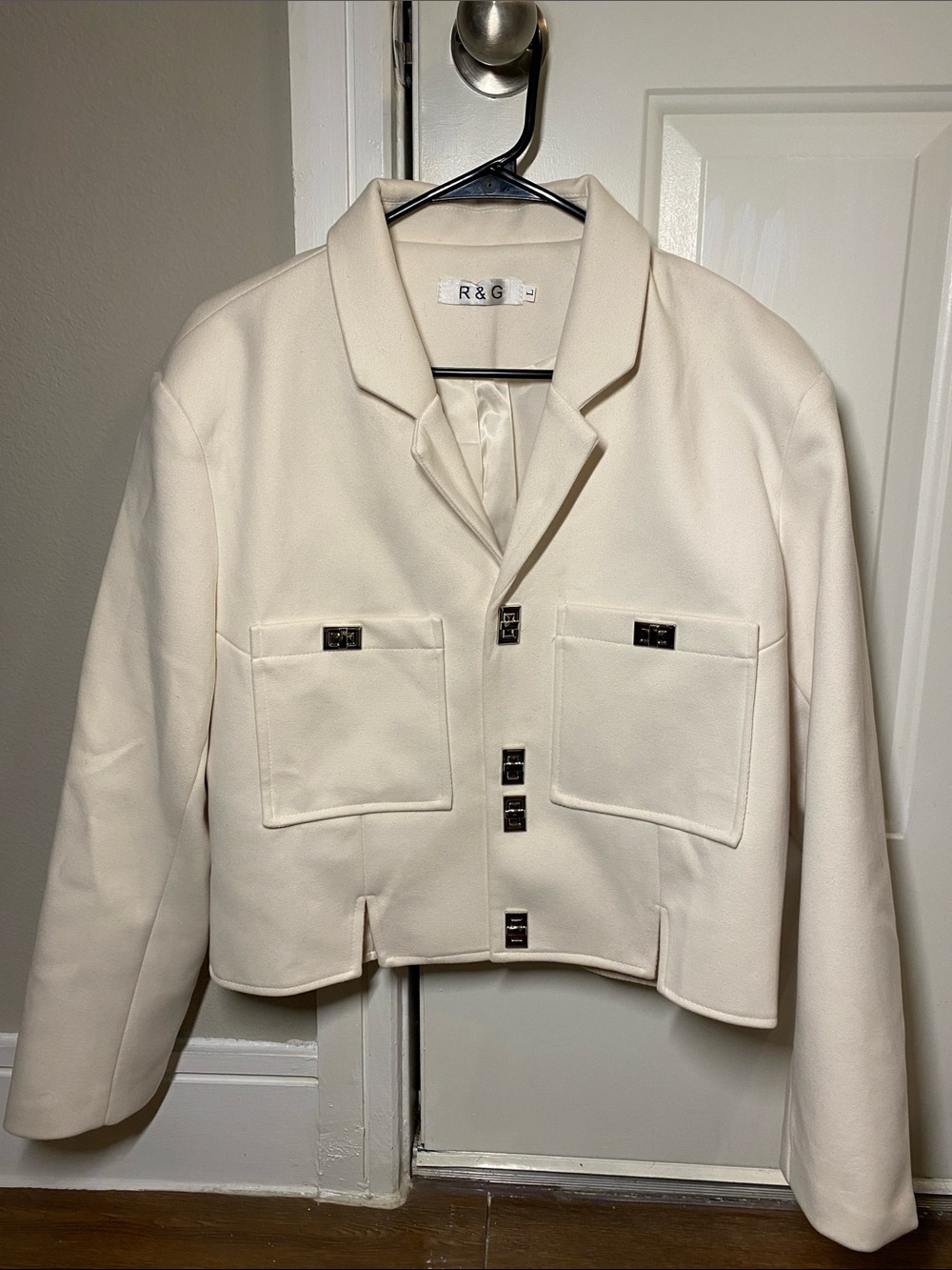 Men’s Cream Beige Cropped Boxy Jacket